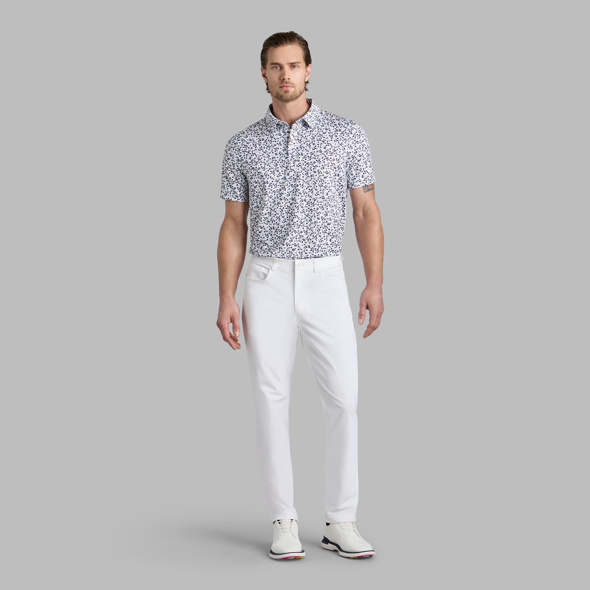 G/FORE New Ditzy Floral Tech Jersey Mens Golf Polo Shirt Twilight